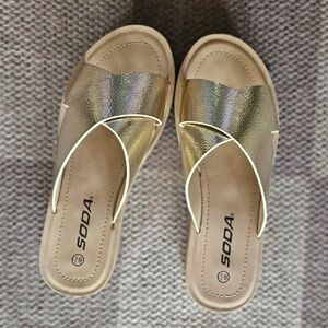 Soda Lucy  Gold Metallic Sandals ,size 6.5